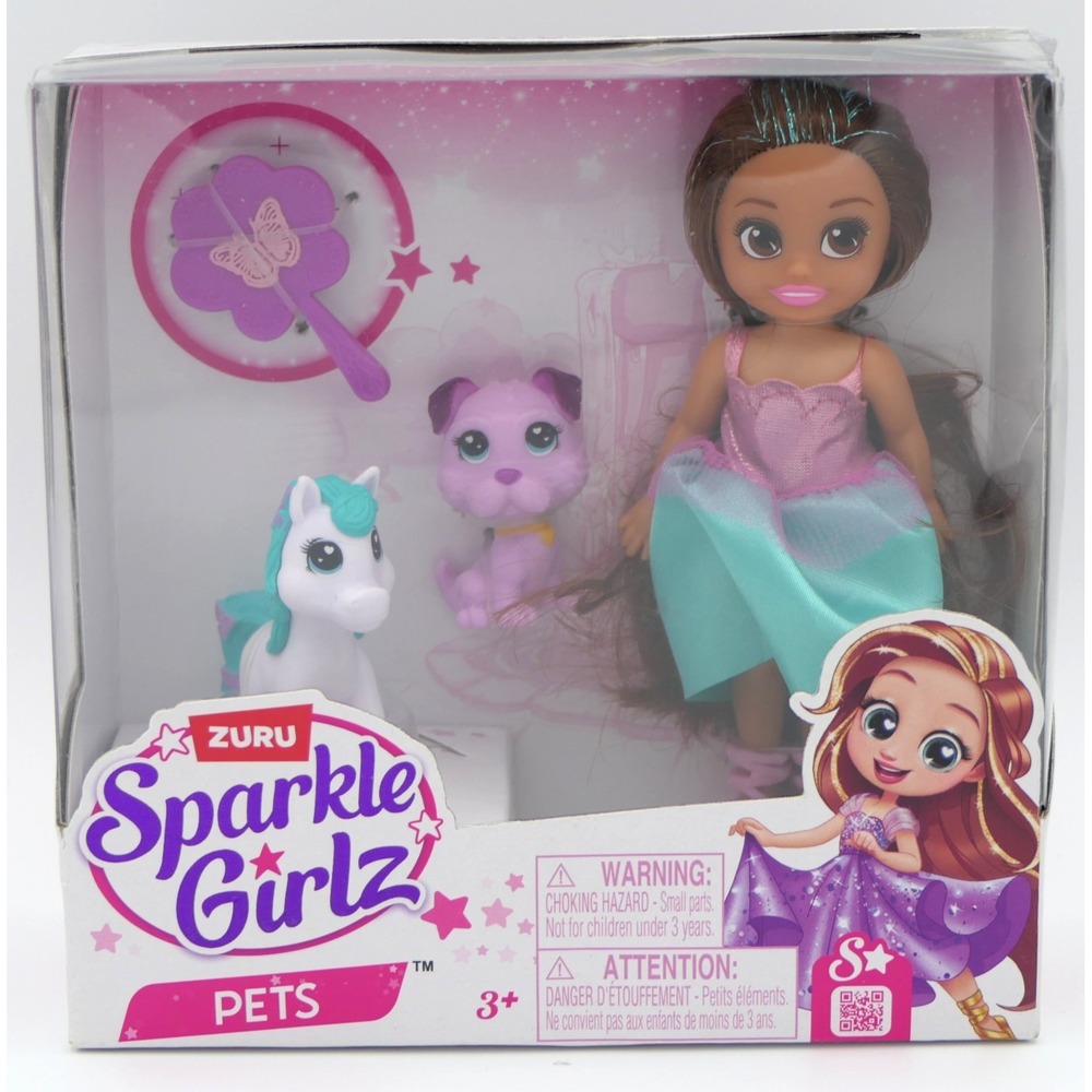 Zuru Sparkle Girlz Pets 1 Doll 2 Pets 1 Accessory Girls Play Toy Set Age 3+ New